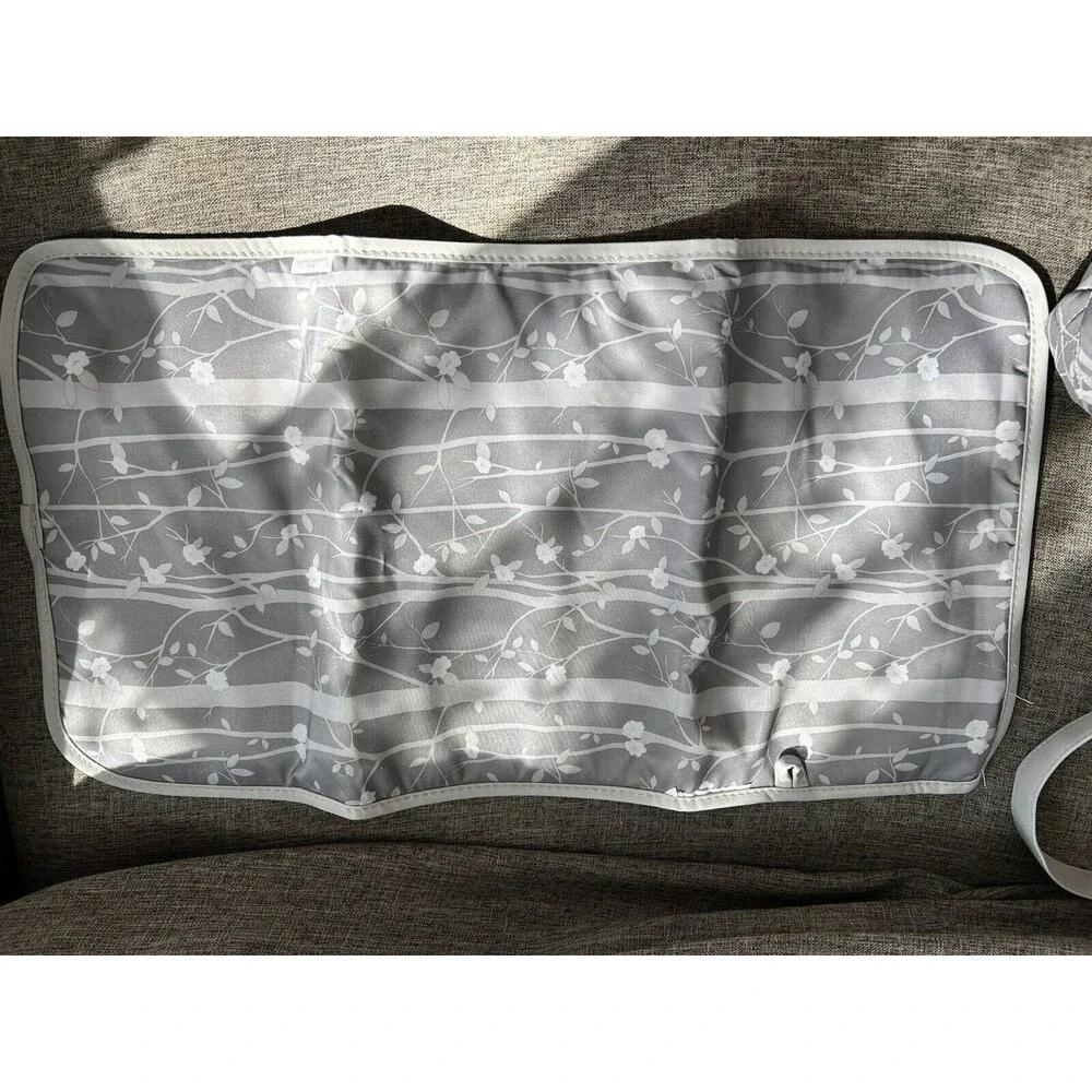 Laura Ashley Baby Gray Floral Diaper Bag Tote Changing Pad Pockets